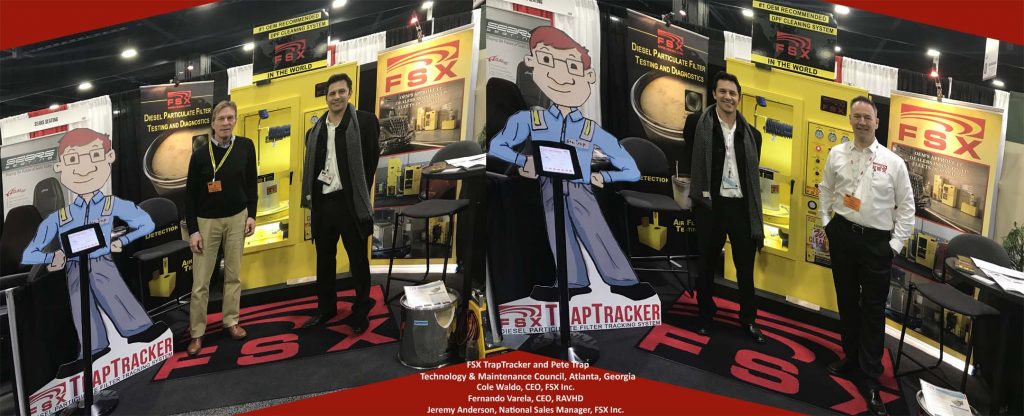FSX Inc.'s CEO Cole Waldo with his National Sales Manager Jeremy Anderson and RAVHD's CEO Fernando Varela and FSX TrapTracker and Pete Trap at TMC 2018